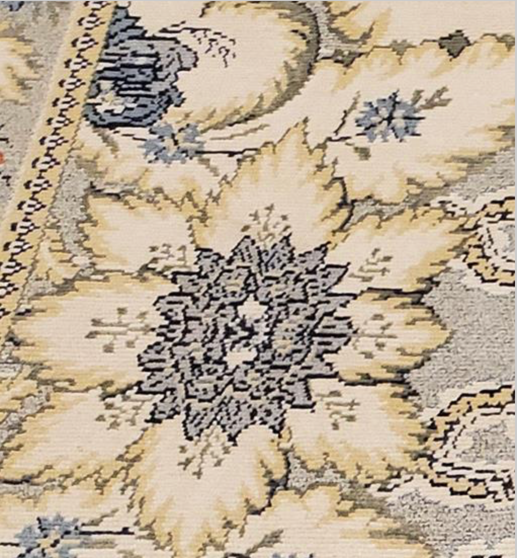 Abadjian Spanish Cuenca -  8' 01" x 9' 07" Rug - Beige Grey Rust Green Blue Yellow - Hand Knotted Wool Area Rug - Traditional Classic Romanian Rug