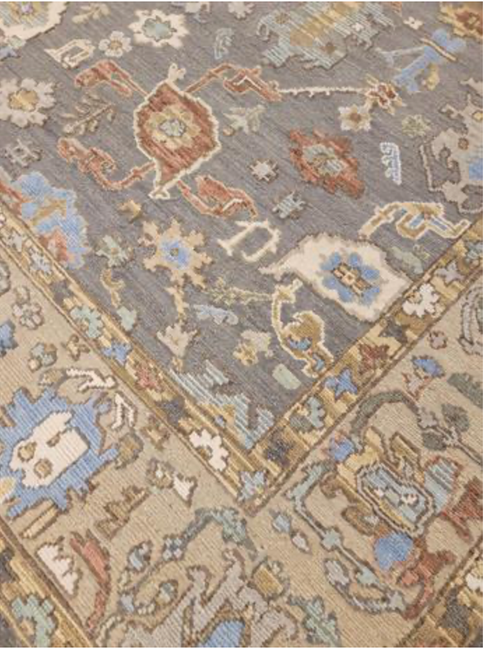 Anatolian Collection - 8' 11" x 12' 00" - Grey Blue Brown - Hand Knotted Wool Area Rug - Traditional Classic Rug