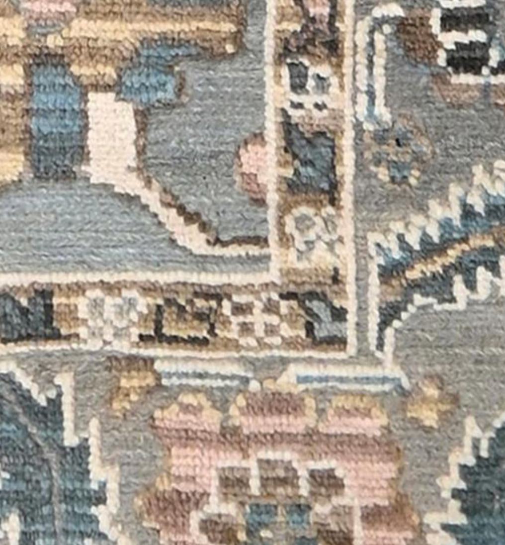 Anatolian Collection - 9' 02" x 11' 07" - Grey Gold Blue Pink - Hand Knotted Wool Area Rug - Traditional Classic Rug