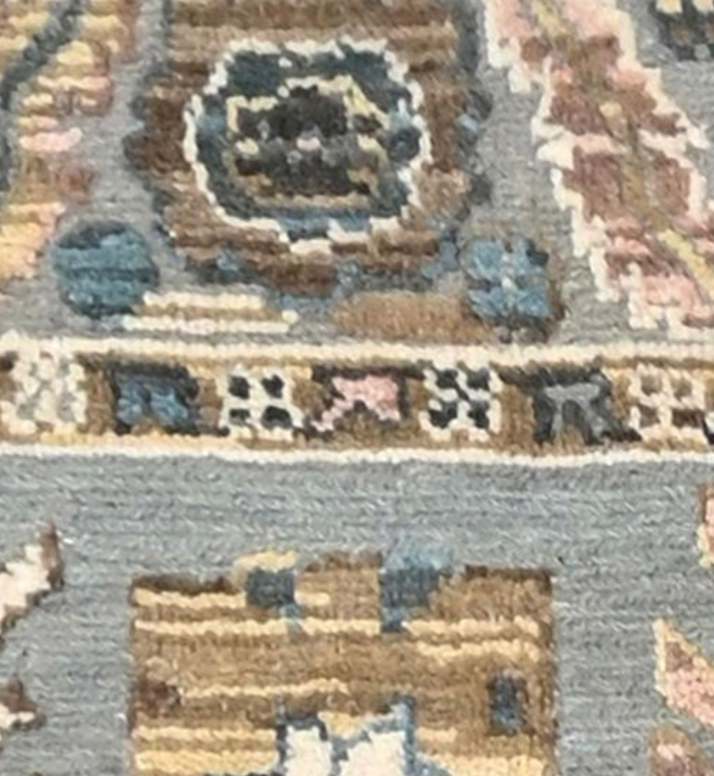Anatolian Collection - 9' 02" x 11' 07" - Grey Gold Blue Pink - Hand Knotted Wool Area Rug - Traditional Classic Rug