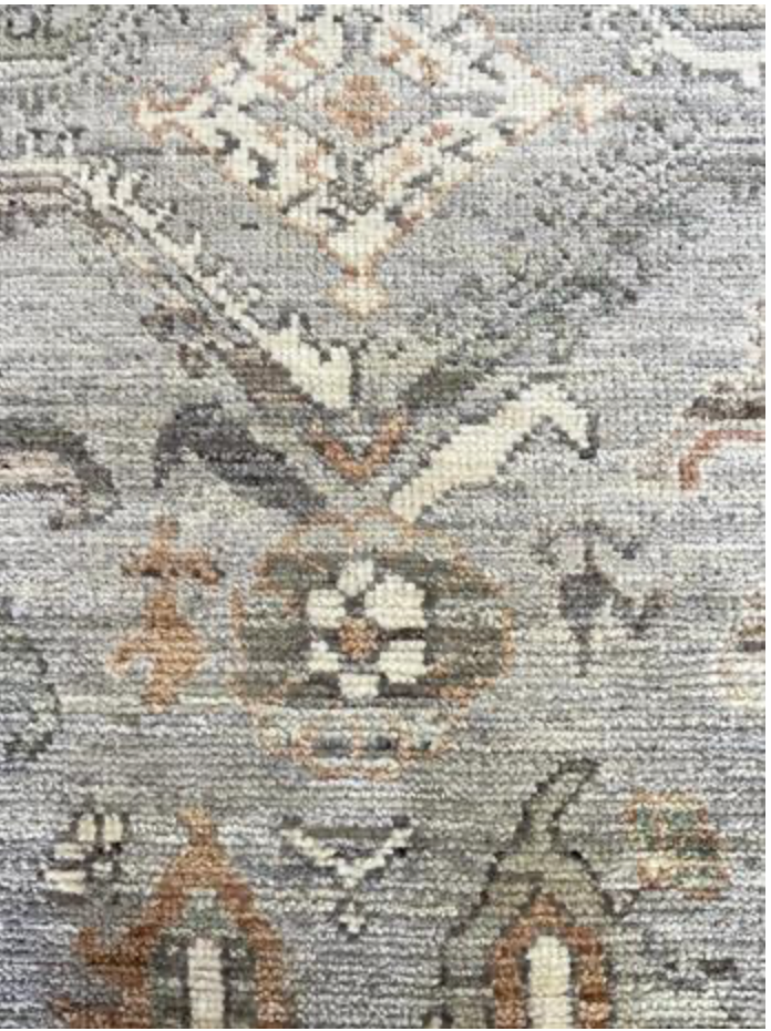 Anatolian Collection - 3' 04" x 5' 05" - Grey Ivory Green Pink - Hand Knotted Wool Rug - Traditional Classic Rug