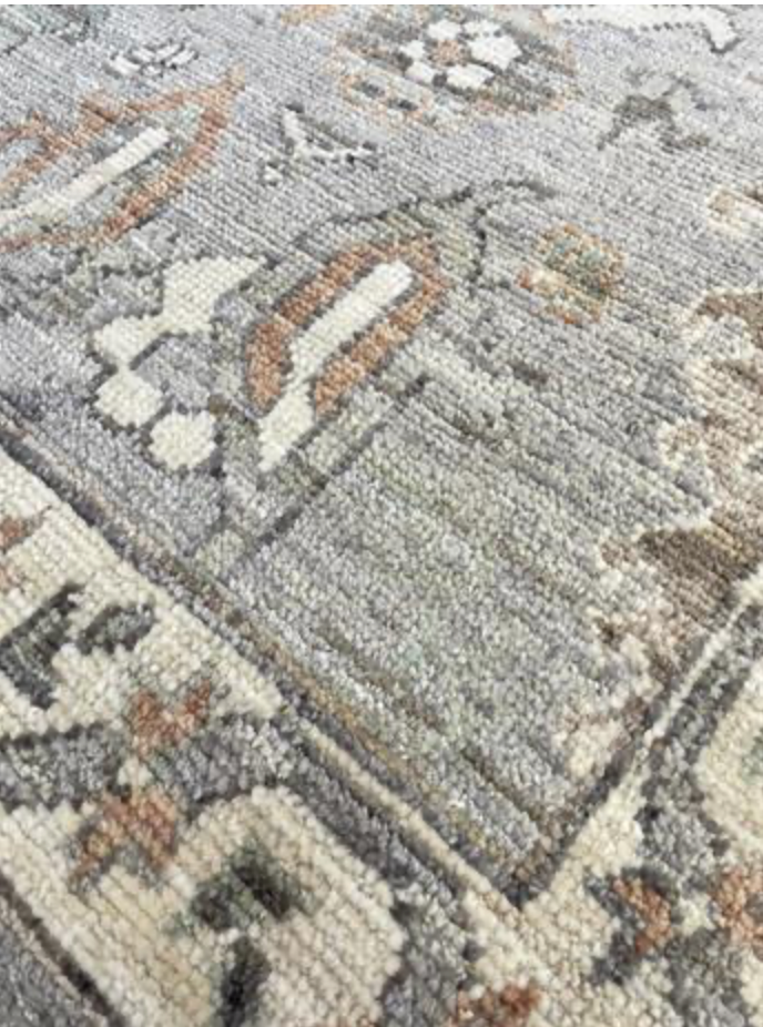 Anatolian Collection - 3' 04" x 5' 05" - Grey Ivory Green Pink - Hand Knotted Wool Rug - Traditional Classic Rug