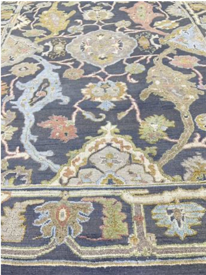 Anatolian Collection - 10' 03" x 13' 09" - Dark Blue Gray Green Pink Ivory - Hand Knotted Wool Area Rug - Traditional Classic Rug
