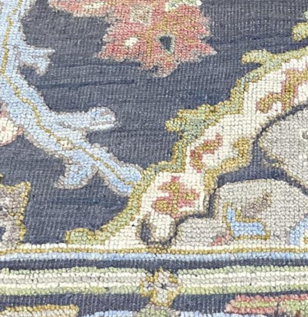 Anatolian Collection - 10' 03" x 13' 09" - Dark Blue Gray Green Pink Ivory - Hand Knotted Wool Area Rug - Traditional Classic Rug
