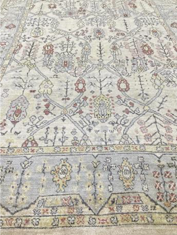 Anatolian Collection - 3'x5' 8'x10' & 9'x12' - Beige Blue Salmon - Hand Knotted Wool Area Rug - Traditional Classic Rug