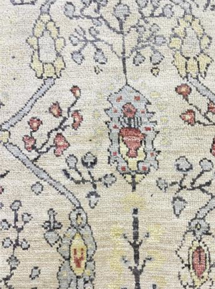 Anatolian Collection - 3'x5' 8'x10' & 9'x12' - Beige Blue Salmon - Hand Knotted Wool Area Rug - Traditional Classic Rug