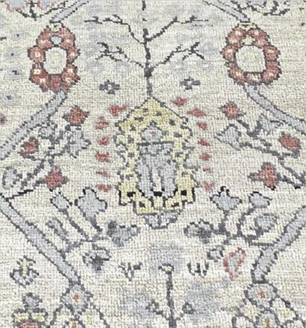 Anatolian Collection - 3'x5' 8'x10' & 9'x12' - Beige Blue Salmon - Hand Knotted Wool Area Rug - Traditional Classic Rug