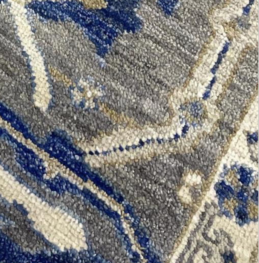 Anatolian Collection - 9' 01" x 11' 11" - Gray Blue White - Hand Knotted Wool Area Rug - Traditional Classic Rug
