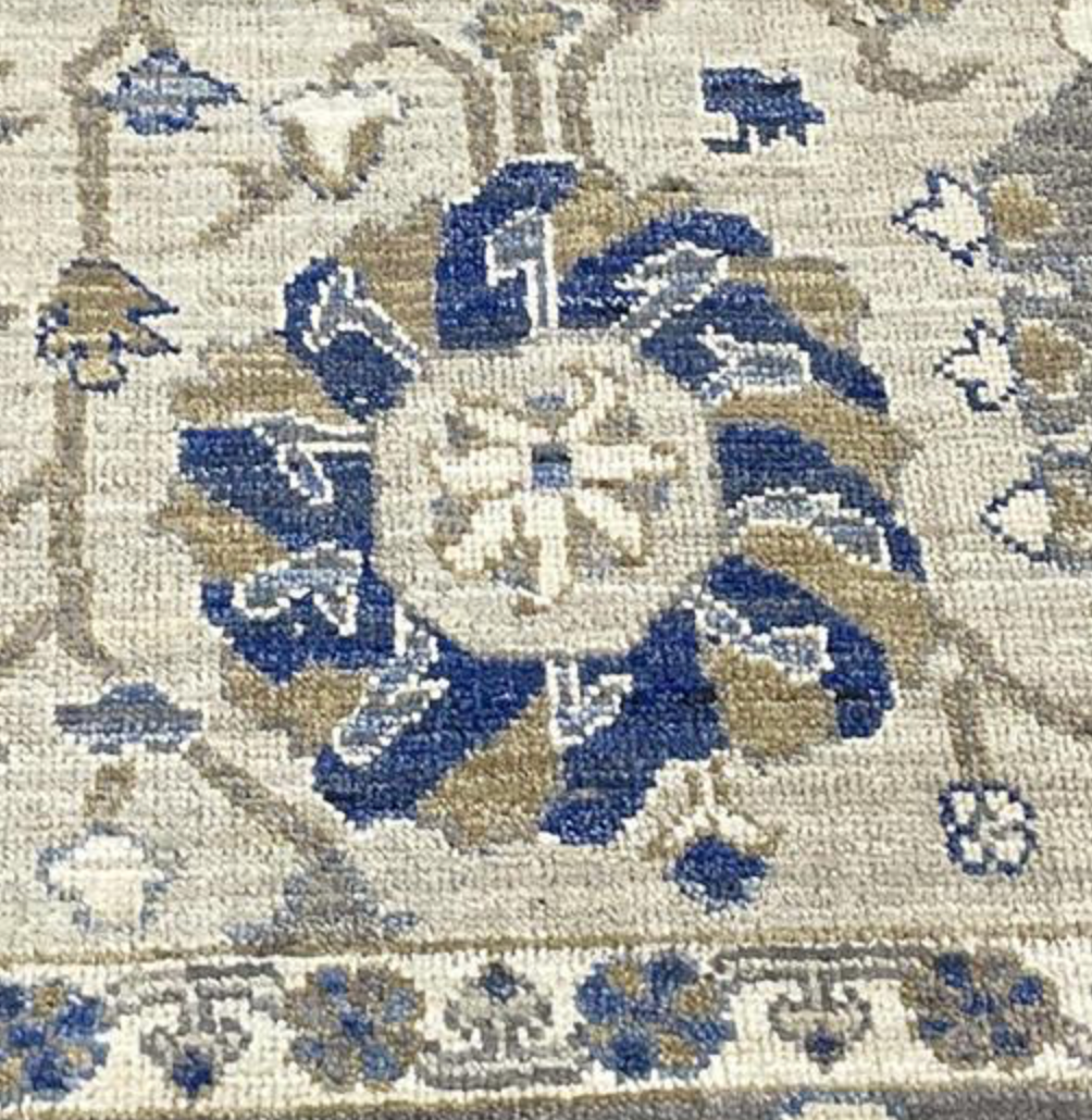 Anatolian Collection - 9' 01" x 11' 11" - Gray Blue White - Hand Knotted Wool Area Rug - Traditional Classic Rug