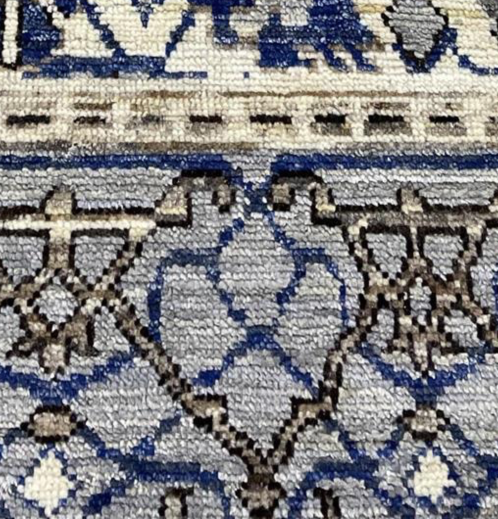 Anatolian Collection - 9' 04" x 12' 05" - Gray Blue White - Hand Knotted Wool Area Rug - Traditional Classic Rug