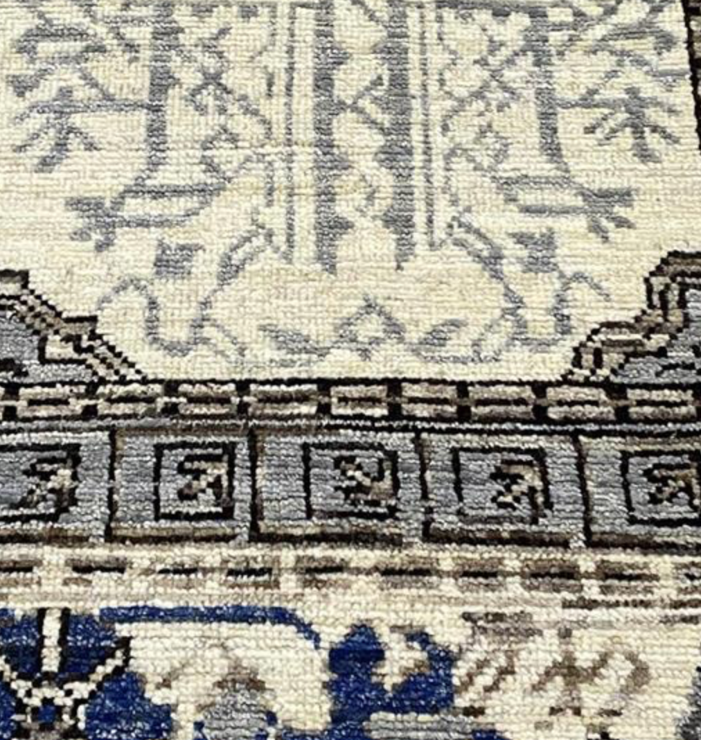 Anatolian Collection - 9' 04" x 12' 05" - Gray Blue White - Hand Knotted Wool Area Rug - Traditional Classic Rug