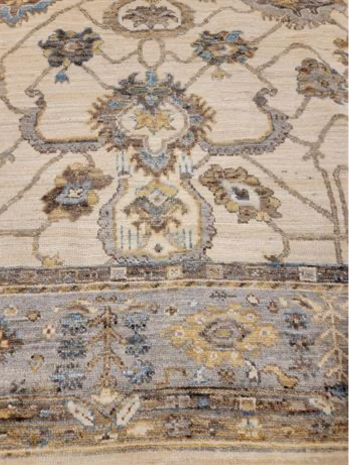 Anatolian Collection - 8' 01" x 10' 02" - Gray Beige Blue Brown - Hand Knotted Wool Area Rug - Traditional Classic Rug