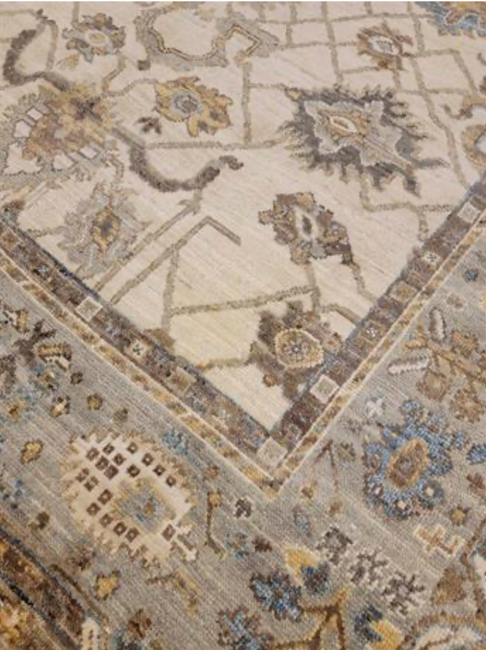 Anatolian Collection - 8' 01" x 10' 02" - Gray Beige Blue Brown - Hand Knotted Wool Area Rug - Traditional Classic Rug