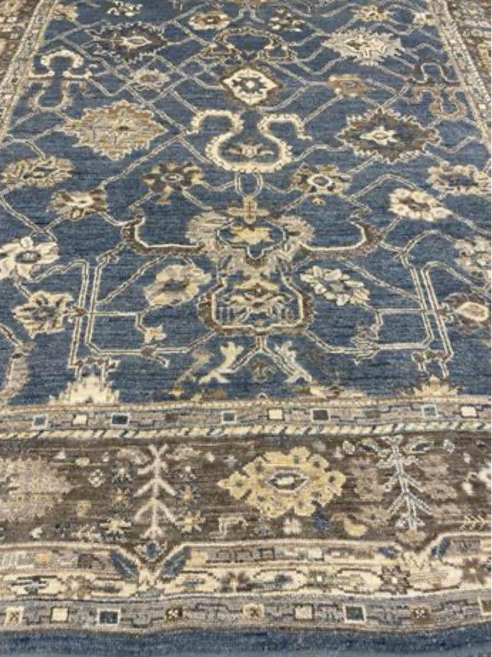 Anatolian Collection - 8'x10' & 9'x12' - Blue Grey Beige - Hand Knotted Wool Area Rug - Traditional Classic Rug