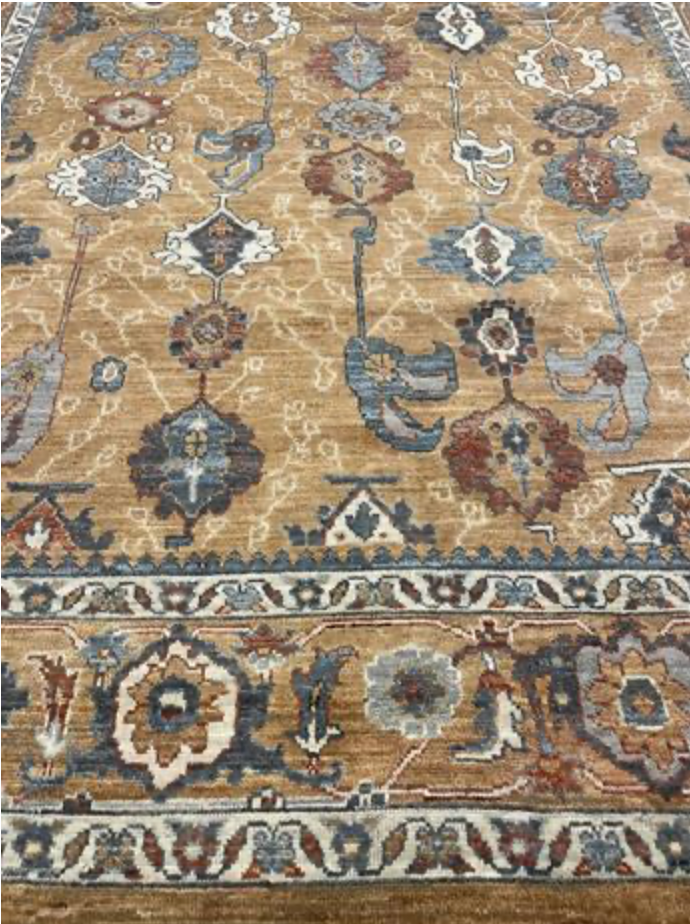 Anatolian Collection - 8'x10' & 9'x12' - Camel Gold Blue White Rust - Hand Knotted Wool Area Rug - Traditional Classic Rug