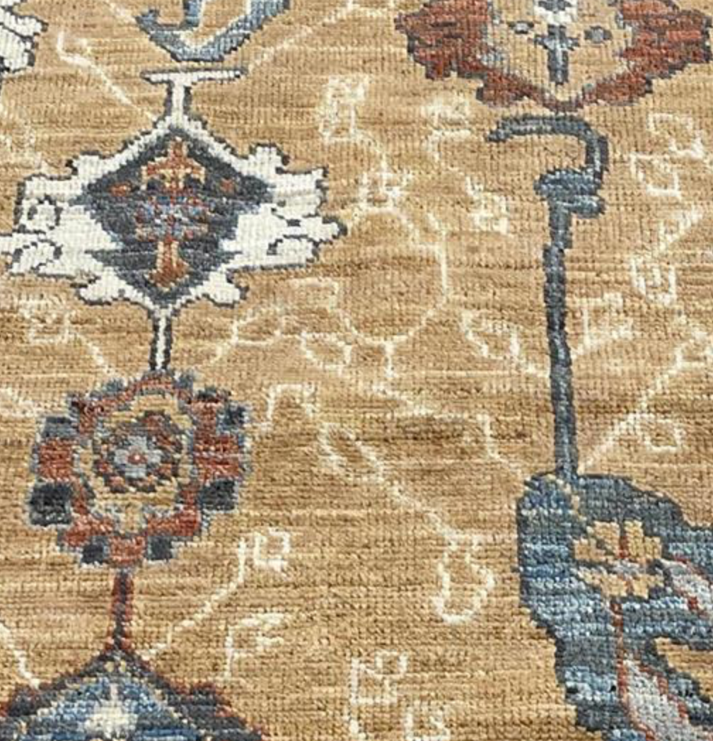 Anatolian Collection - 8'x10' & 9'x12' - Camel Gold Blue White Rust - Hand Knotted Wool Area Rug - Traditional Classic Rug