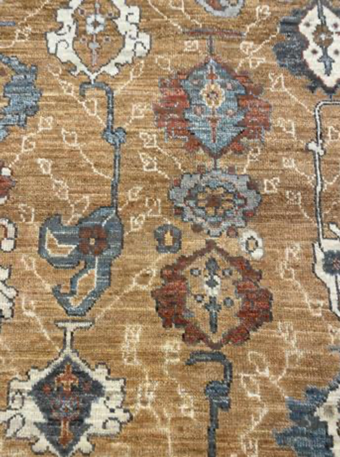 Anatolian Collection - 8'x10' & 9'x12' - Camel Gold Blue White Rust - Hand Knotted Wool Area Rug - Traditional Classic Rug