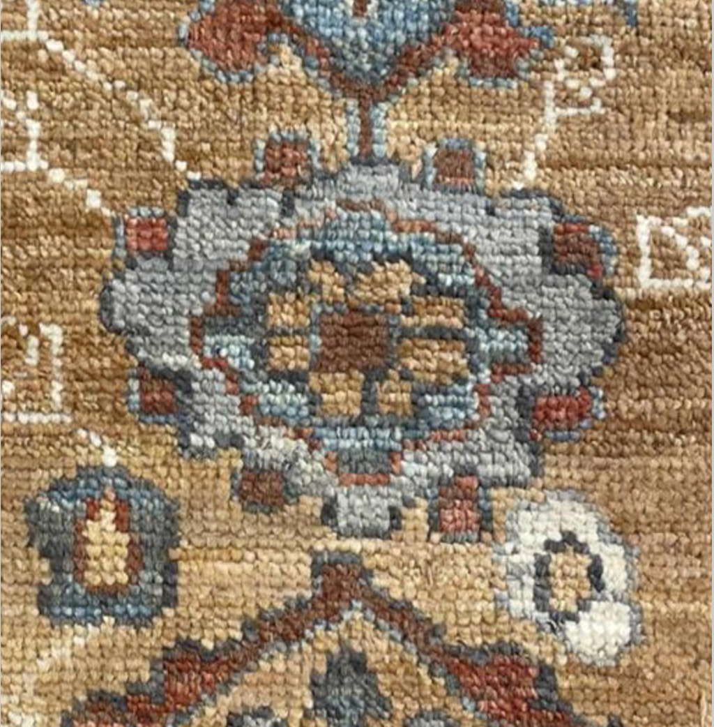 Anatolian Collection - 8'x10' & 9'x12' - Camel Gold Blue White Rust - Hand Knotted Wool Area Rug - Traditional Classic Rug