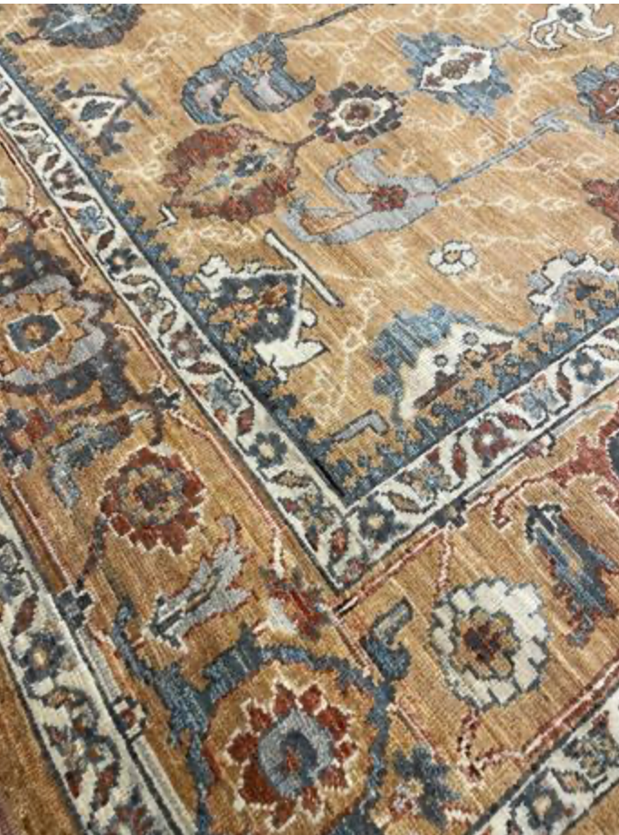 Anatolian Collection - 8'x10' & 9'x12' - Camel Gold Blue White Rust - Hand Knotted Wool Area Rug - Traditional Classic Rug