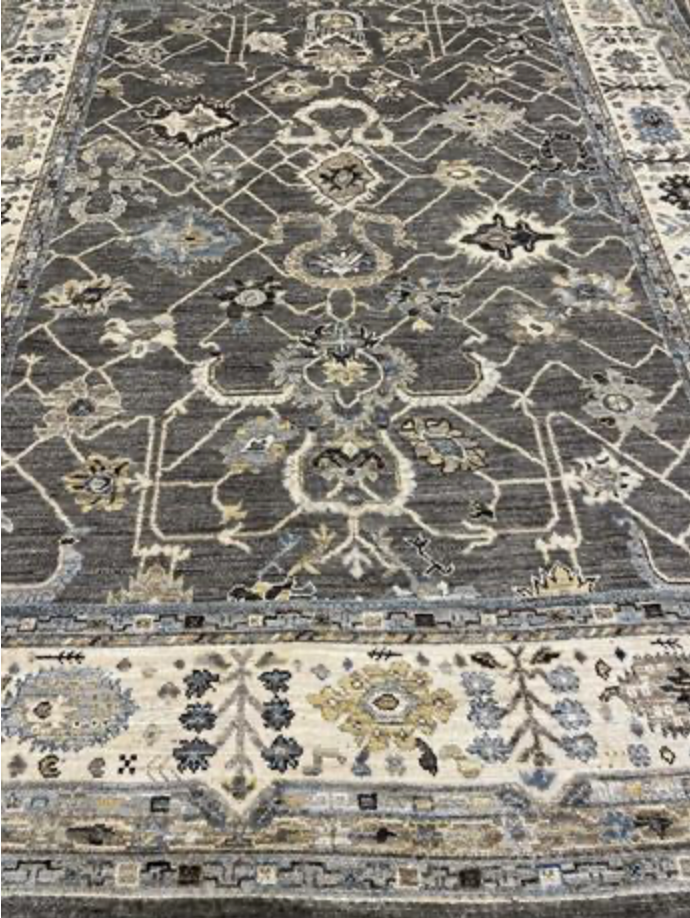 Anatolian Collection - 6'x9' 8'x10' & 9'x12' - Grey Beige Blue - Hand Knotted Wool Area Rug - Traditional Classic Rug