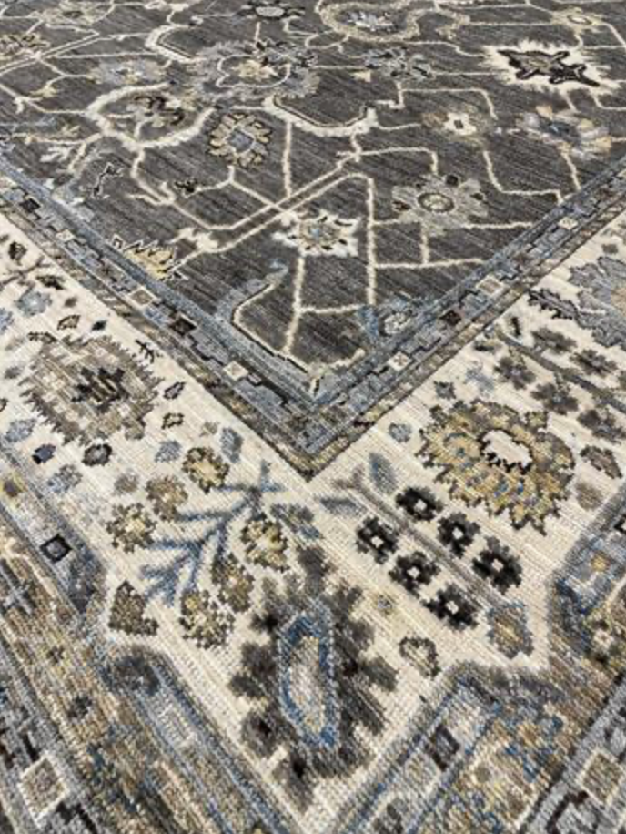 Anatolian Collection - 6'x9' 8'x10' & 9'x12' - Grey Beige Blue - Hand Knotted Wool Area Rug - Traditional Classic Rug
