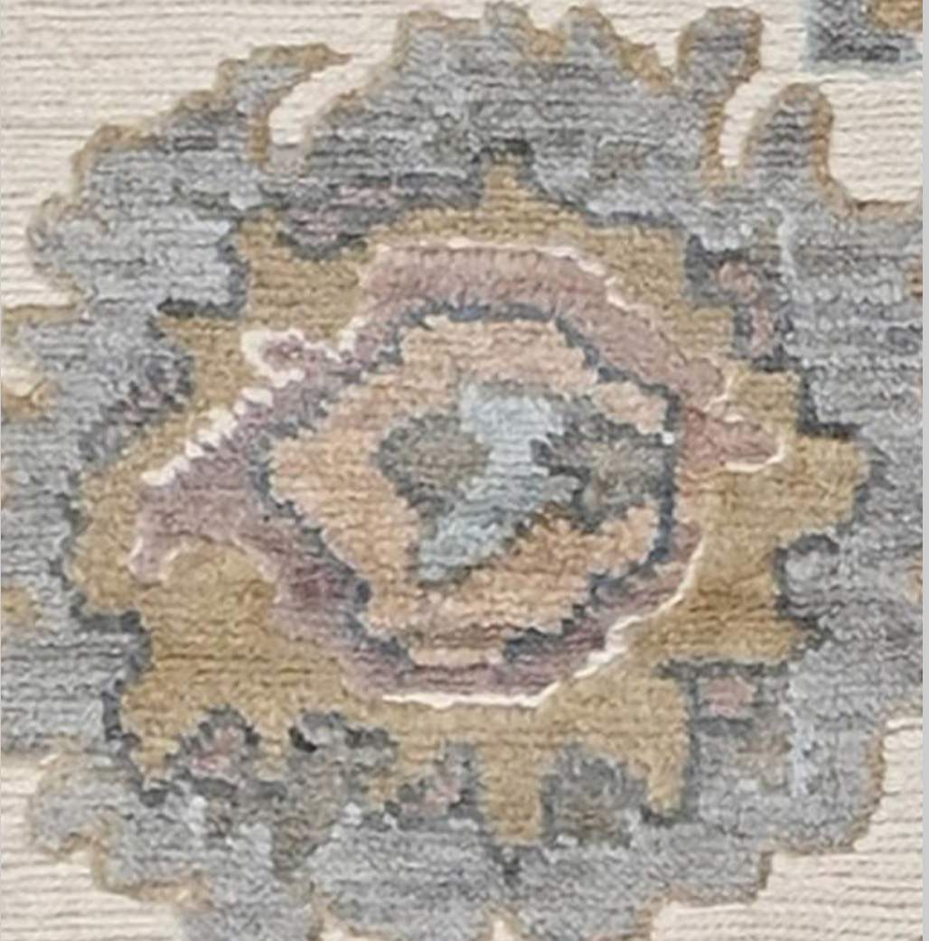 Anatolian Collection - 8' 08" x 11' 09" - White Blue Brown Grey Pink - Hand Knotted Wool Area Rug - Traditional Classic Rug