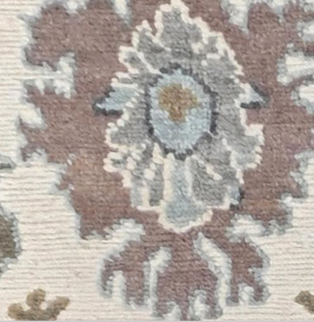 Anatolian Collection - 8' 08" x 11' 09" - White Blue Brown Grey Pink - Hand Knotted Wool Area Rug - Traditional Classic Rug