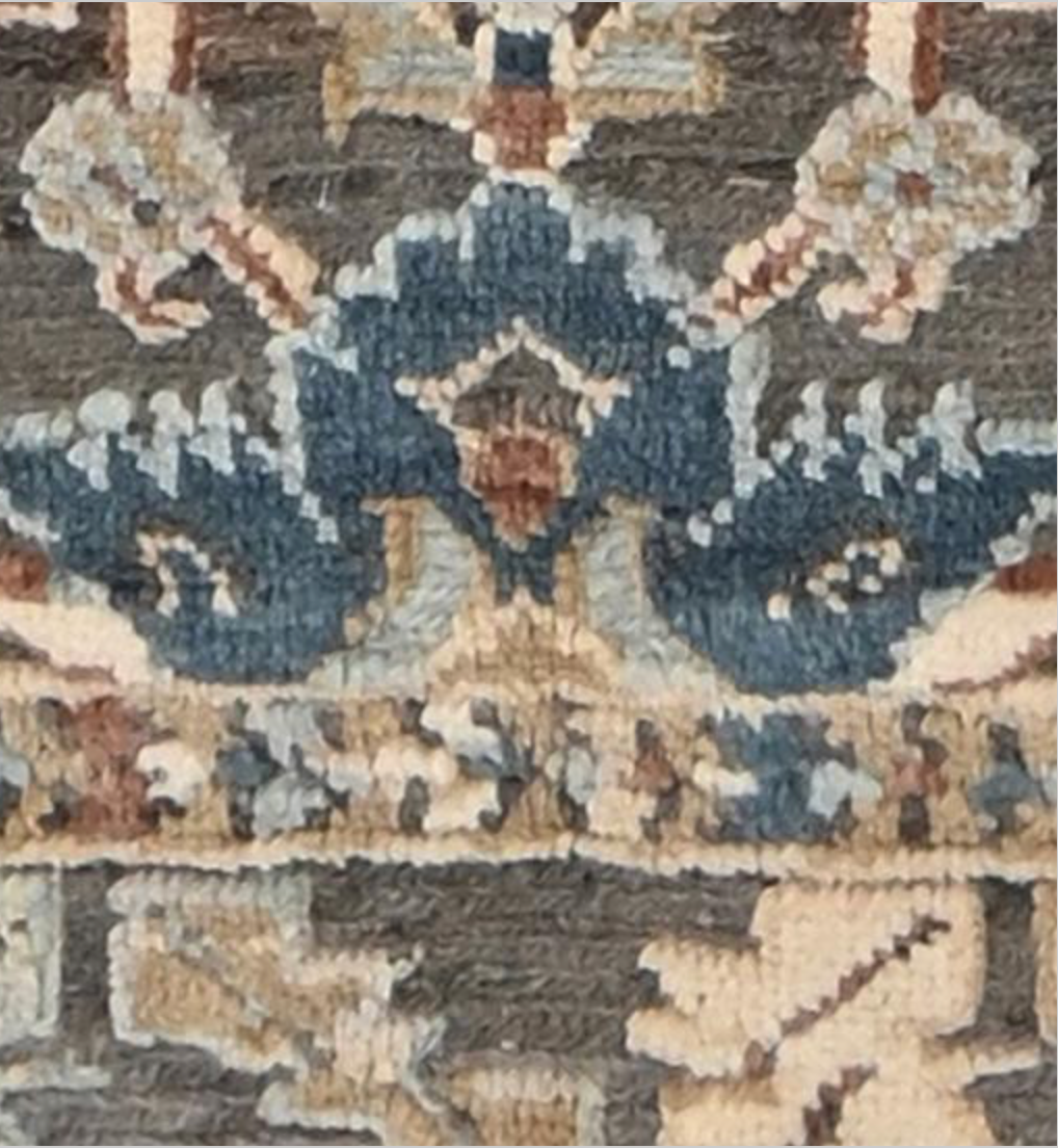 Anatolian Collection - 7' 10" x 9' 09" - Grey Blue Beige Brown - Hand Knotted Wool Area Rug - Traditional Classic Rug