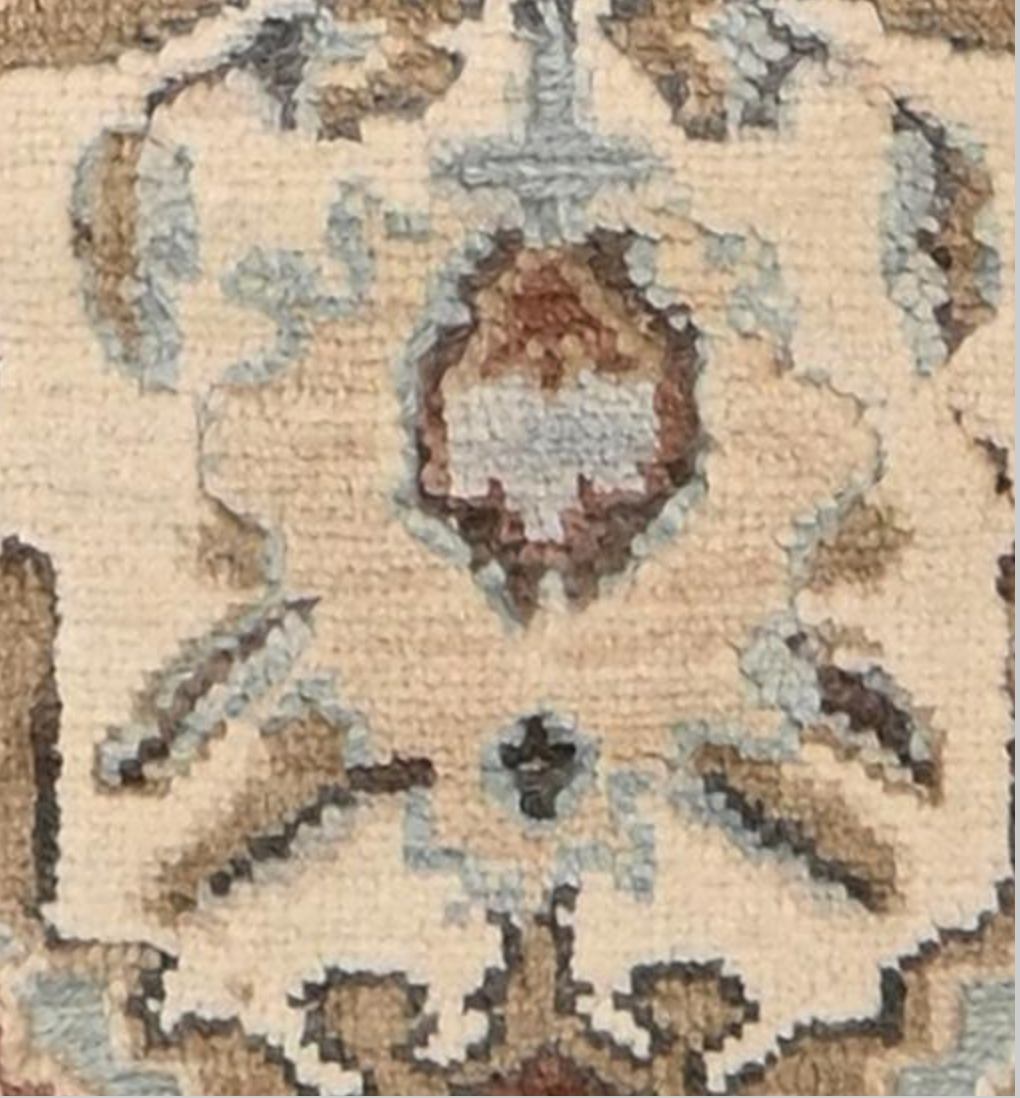 Anatolian Collection - 7' 10" x 9' 09" - Grey Blue Beige Brown - Hand Knotted Wool Area Rug - Traditional Classic Rug