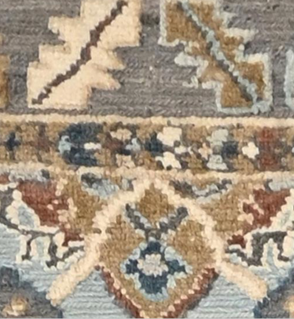 Anatolian Collection - 7' 10" x 9' 09" - Grey Blue Beige Brown - Hand Knotted Wool Area Rug - Traditional Classic Rug