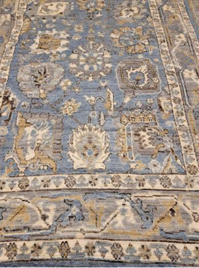 Anatolian Collection - 6' 00" x 8' 09" - Blue Grey White - Hand Knotted Wool Rug - Traditional Classic Rug
