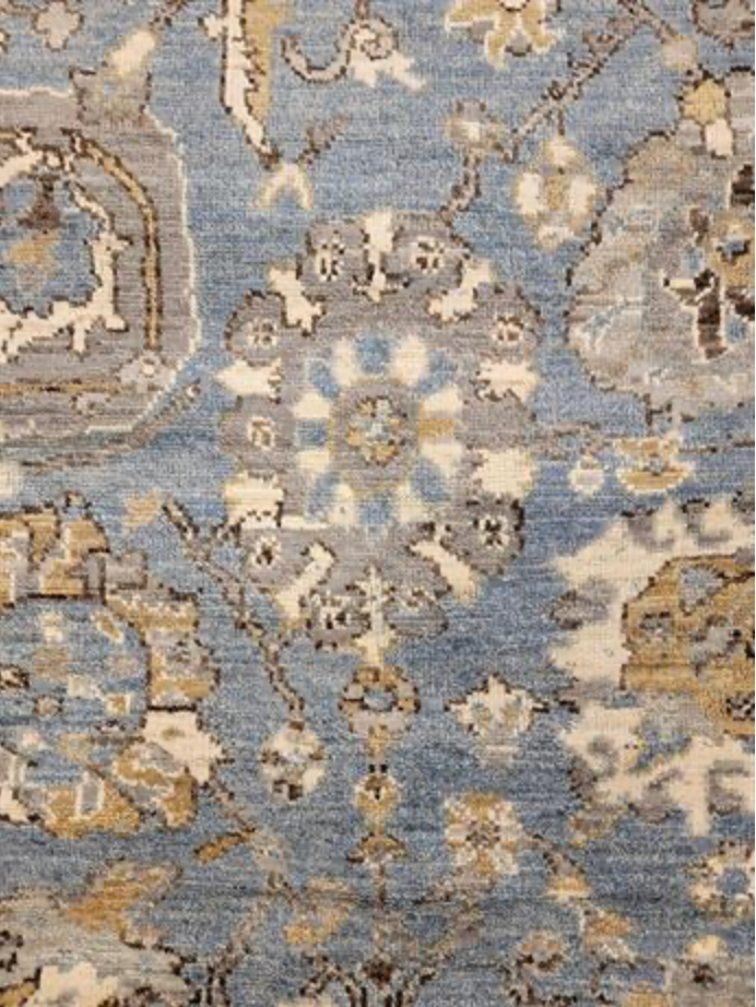 Anatolian Collection - 6' 00" x 8' 09" - Blue Grey White - Hand Knotted Wool Rug - Traditional Classic Rug