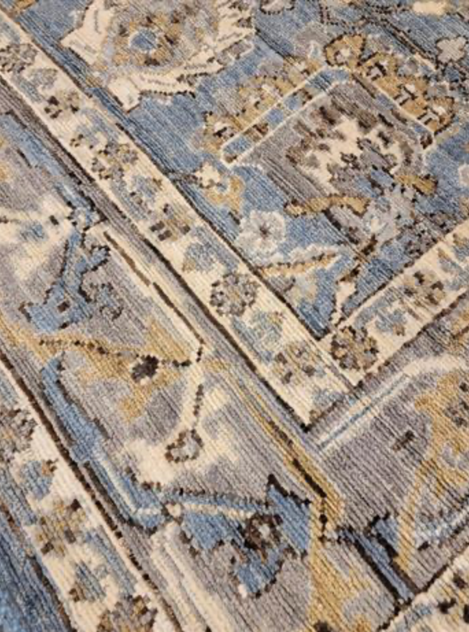Anatolian Collection - 6' 00" x 8' 09" - Blue Grey White - Hand Knotted Wool Rug - Traditional Classic Rug