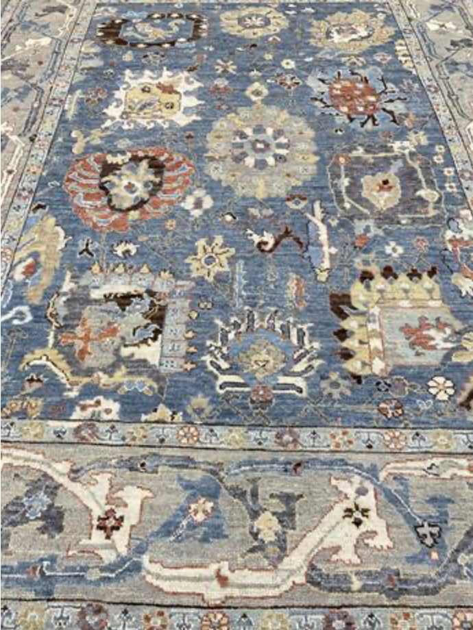 Anatolian Collection - 9' 03" x 12' 00" - Blue Grey Brown Rust Beige - Hand Knotted Wool Area Rug - Traditional Classic Rug