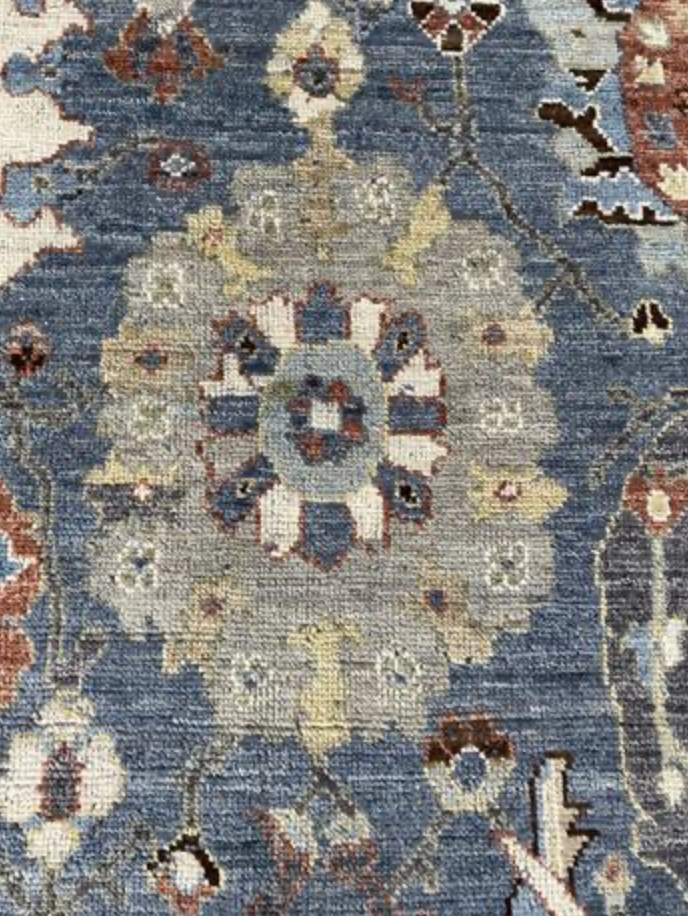 Anatolian Collection - 9' 03" x 12' 00" - Blue Grey Brown Rust Beige - Hand Knotted Wool Area Rug - Traditional Classic Rug