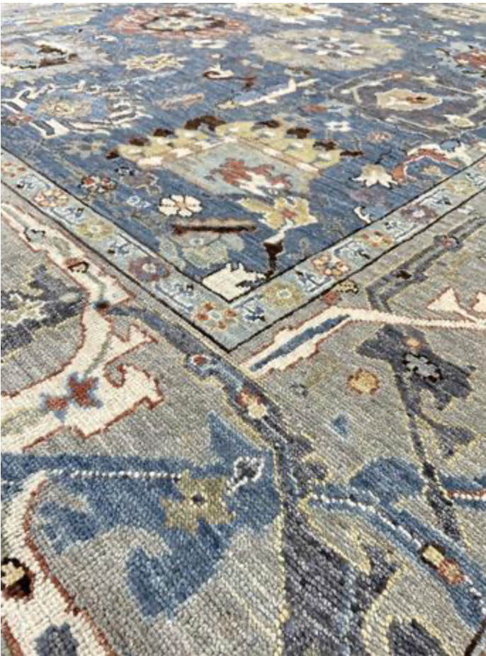 Anatolian Collection - 9' 03" x 12' 00" - Blue Grey Brown Rust Beige - Hand Knotted Wool Area Rug - Traditional Classic Rug