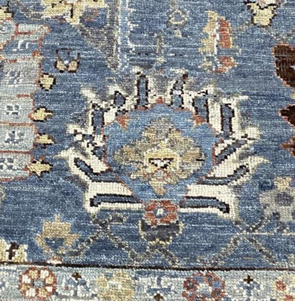 Anatolian Collection - 9' 03" x 12' 00" - Blue Grey Brown Rust Beige - Hand Knotted Wool Area Rug - Traditional Classic Rug
