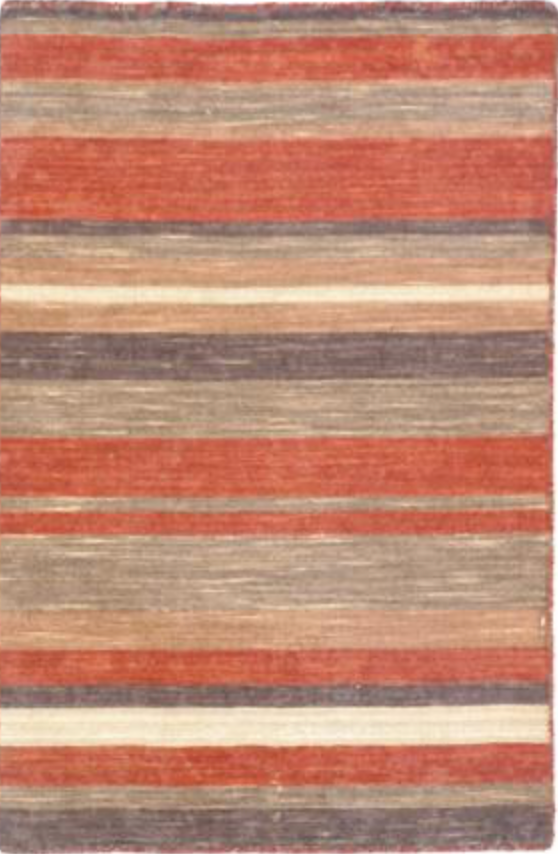 Art Weave Collection - 2' 00" x 3' 01" Mat - Rust Brown Ivory - Hand Made Flat Weave Wool Rustic Boho Minimalist Mat