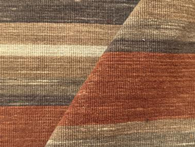 Art Weave Collection - 2' 00" x 3' 01" Mat - Rust Brown Ivory - Hand Made Flat Weave Wool Rustic Boho Minimalist Mat