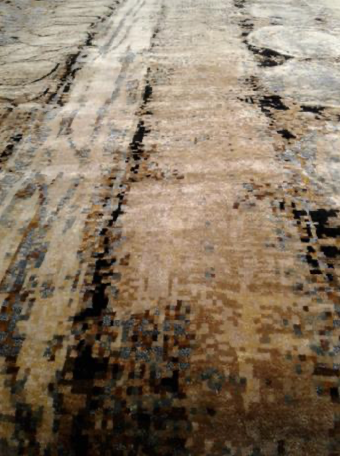 Art Collection Wool & Silk - 7' 09" x 10' 03" - Beige Brown Grey - Hand Knotted Wool & Silk Modern Contemporary Rug