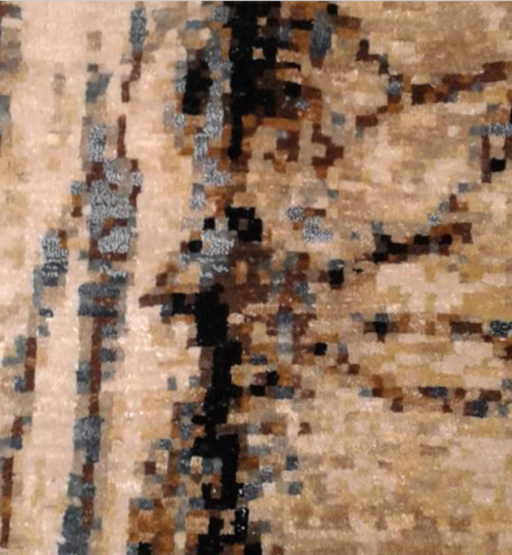 Art Collection Wool & Silk - 7' 09" x 10' 03" - Beige Brown Grey - Hand Knotted Wool & Silk Modern Contemporary Rug