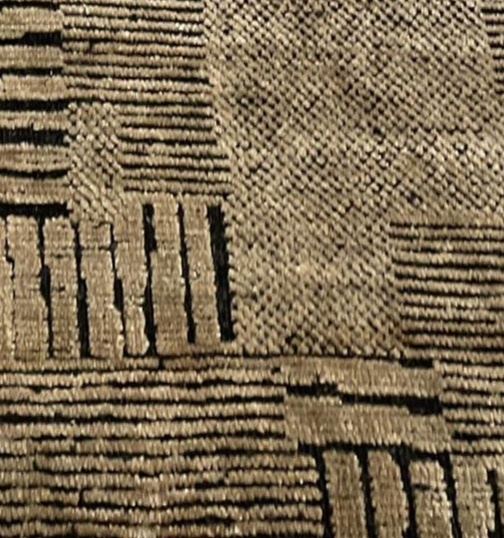Art Collection Silk - 8'x10' 9'x12' 10'x14' - Black & Camel - Hand Knotted Silk Pile & Wool Foundation Modern Contemporary Minimalist Rug