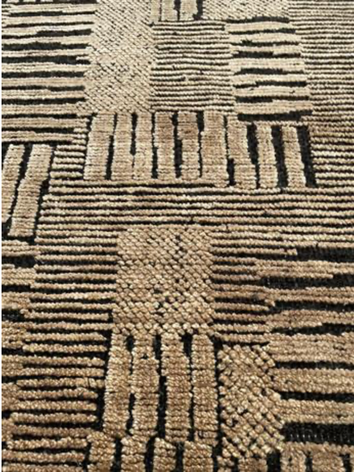 Art Collection Silk - 8'x10' 9'x12' 10'x14' - Black & Camel - Hand Knotted Silk Pile & Wool Foundation Modern Contemporary Minimalist Rug