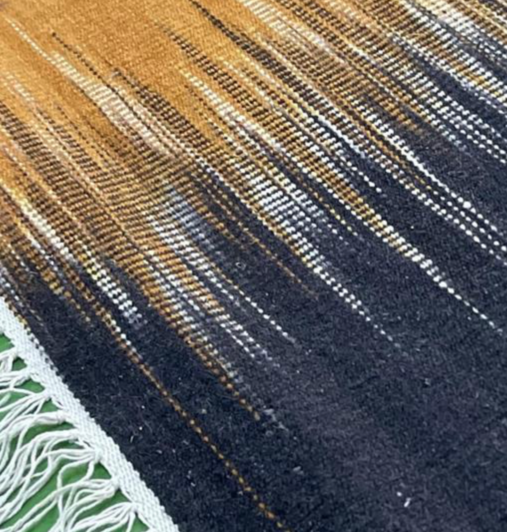Art Weave Collection - 10' 04" x 13' 09" - Rust Blue Gold - Hand Made Flat Weave Wool Mazandaran Design Dhurrie Kilim - Tribal Nomadic Rustic Boho Minimalist Rug