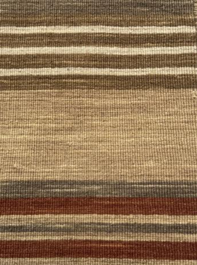 Art Weave Collection - 2' 00" x 3' 01" Mat - Rust Brown Ivory - Hand Made Flat Weave Wool Rustic Boho Minimalist Mat