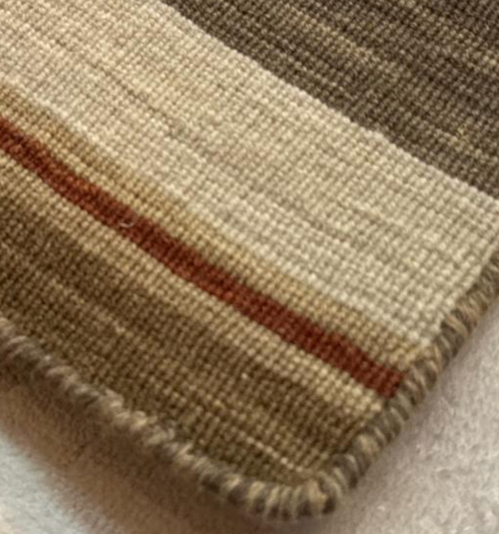 Art Weave Collection - 2' 00" x 3' 01" Mat - Rust Brown Ivory - Hand Made Flat Weave Wool Rustic Boho Minimalist Mat
