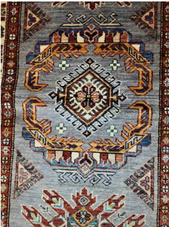 Caucasian Collection Super Kazak - 2' 07" x 10' 05" Runner - Grey Ivory Multicolor - Hand Knotted Wool Traditional Classic Runner