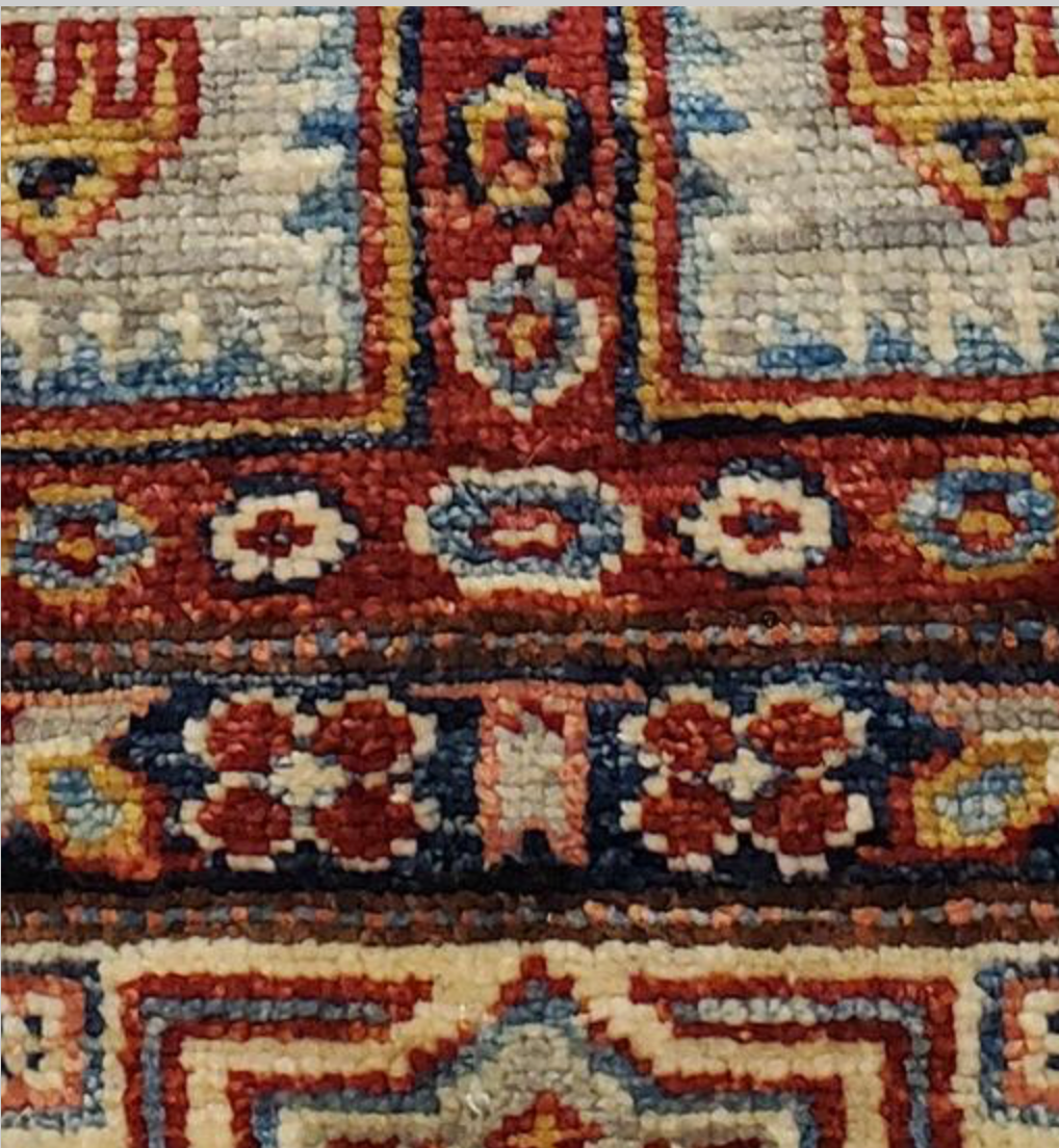 Caucasian Collection Super Kazak - 5' 08" x 7' 10" - Grey Ivory Multicolor - Hand Knotted Wool Traditional Classic Rug