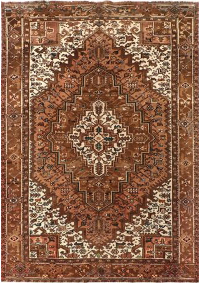 Heriz Renaissance Collection - 7' 03" x 10' 03" - Brown & Ivory - Hand Knotted Wool Traditional Classic Heriz Rug