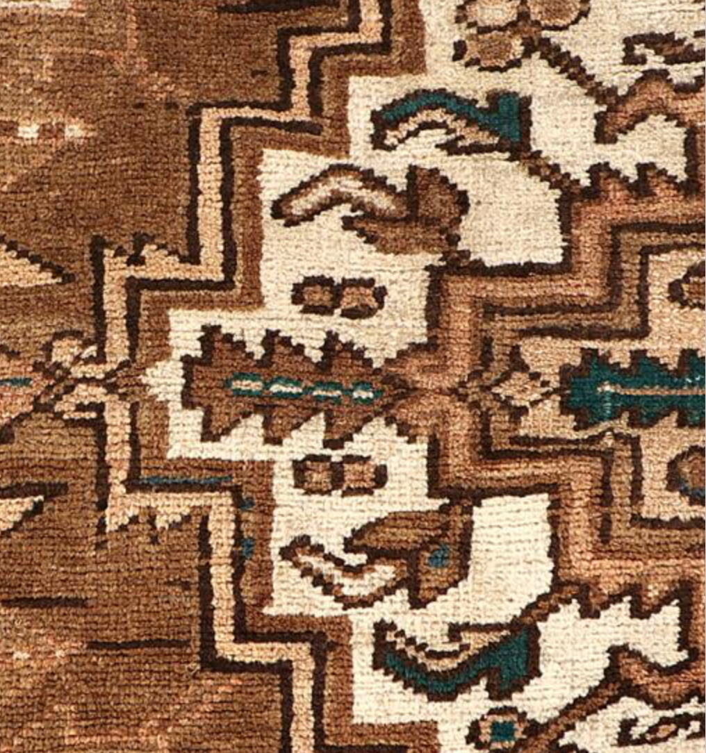 Heriz Renaissance Collection - 7' 03" x 10' 03" - Brown & Ivory - Hand Knotted Wool Traditional Classic Heriz Rug
